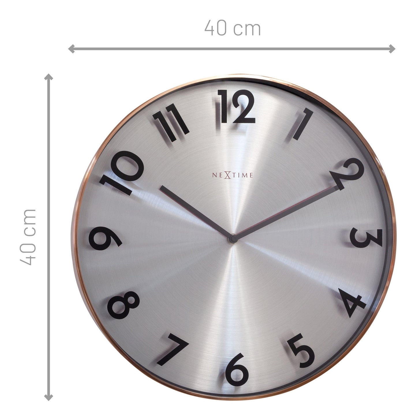 NeXtime Reflection - Stille wandklok met metaal-effect - 40 cm