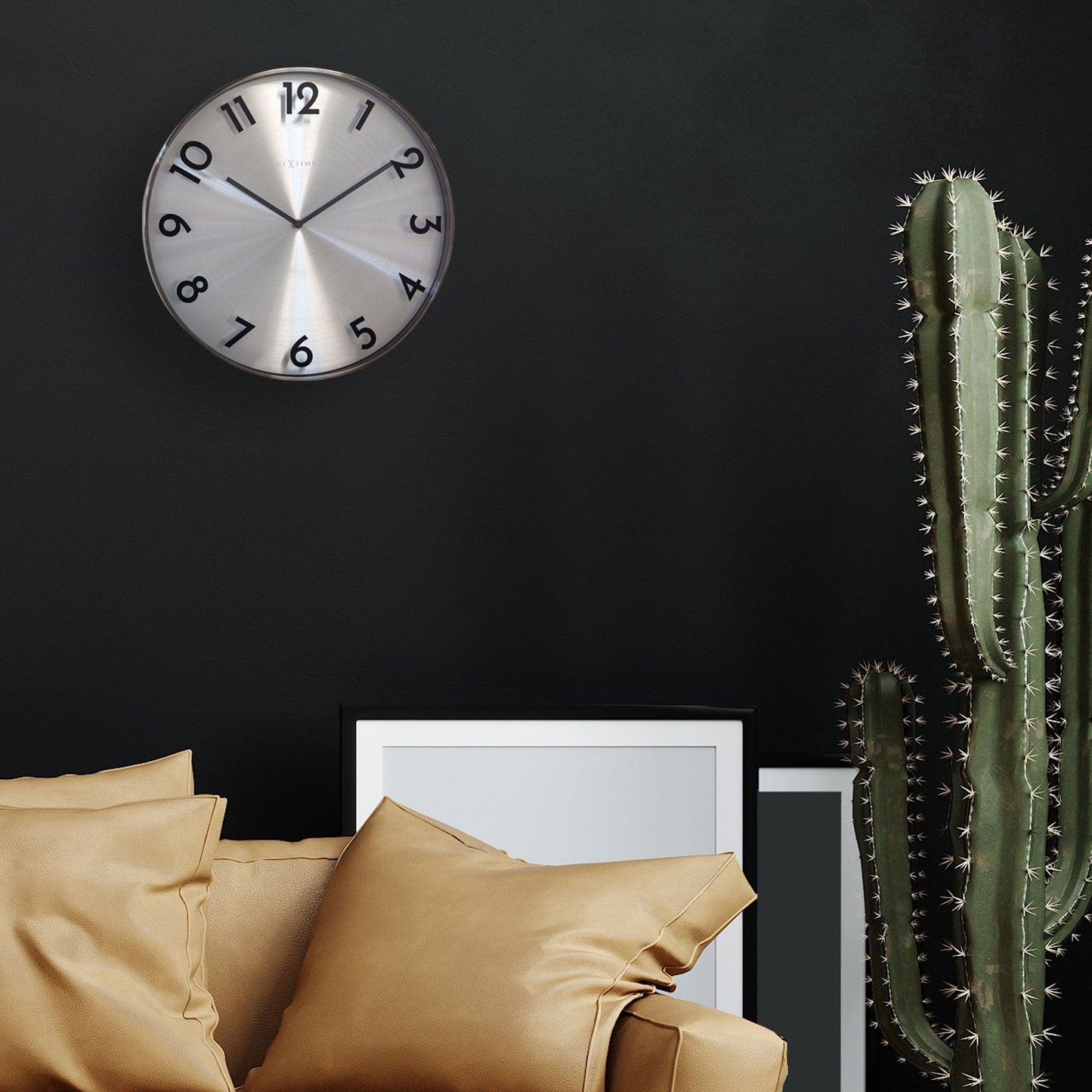 NeXtime Reflection - Stille wandklok met metaal-effect - 40 cm