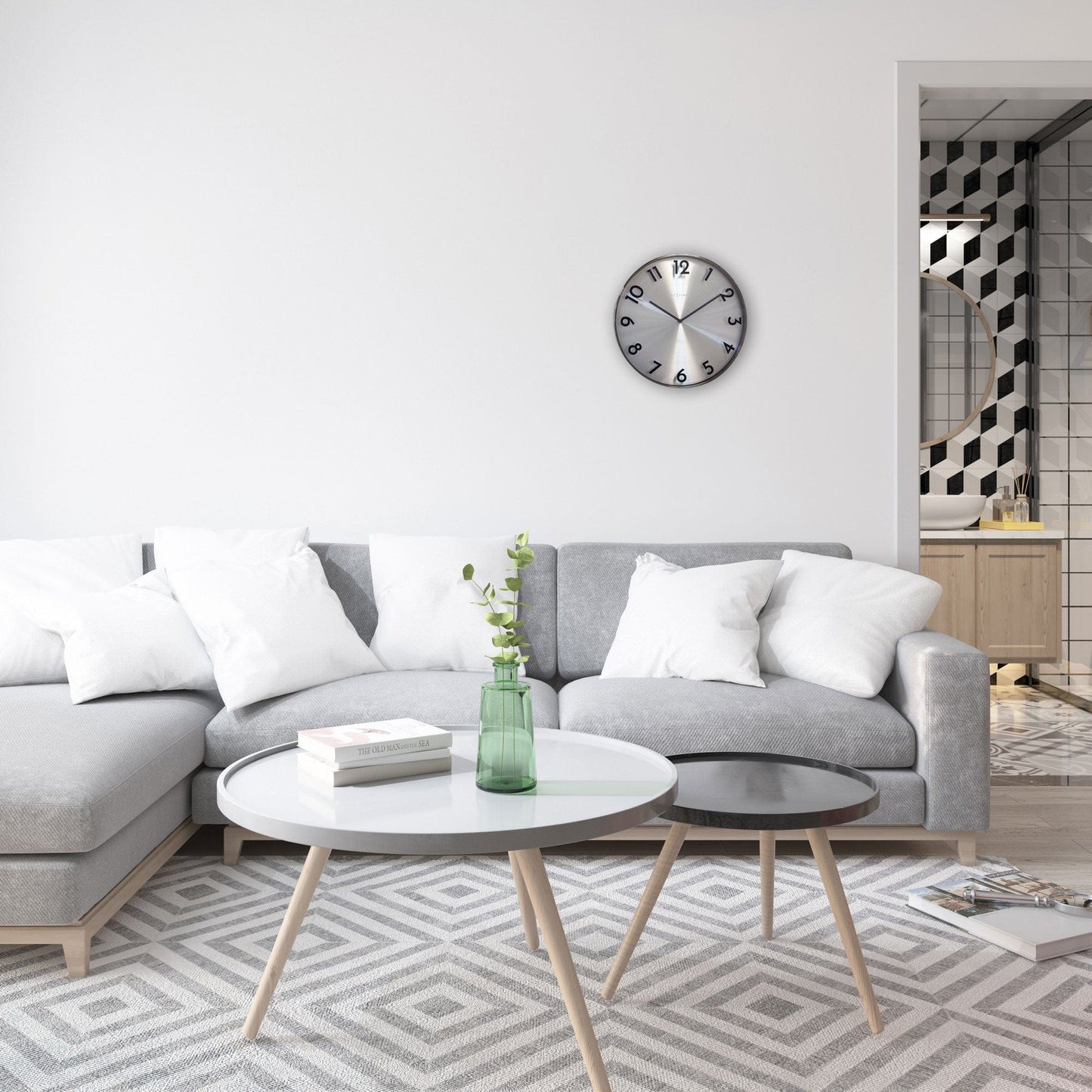 NeXtime Reflection - Stille wandklok met metaal-effect - 40 cm
