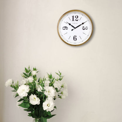 NeXtime Classic Wandklok - Stille beweging - Wit metaal