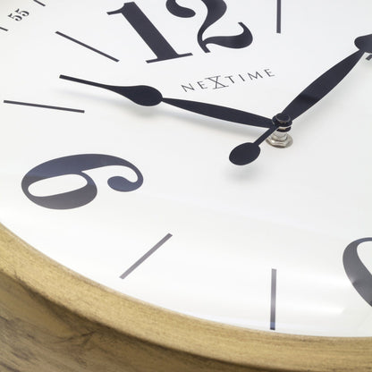 NeXtime Classic Wandklok - Stille beweging - Wit metaal