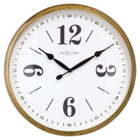 NeXtime Classic Wandklok - Stille beweging - Wit metaal