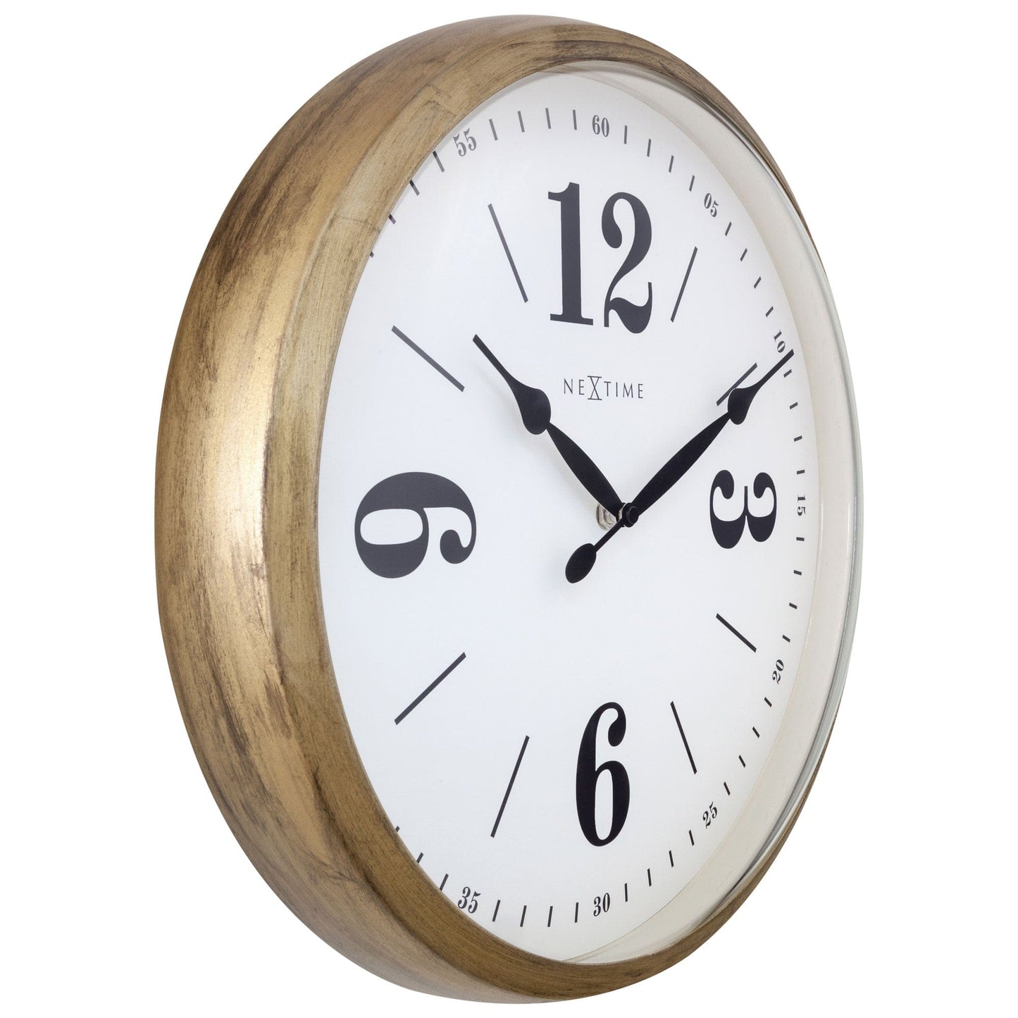 NeXtime Classic Wandklok - Stille beweging - Wit metaal
