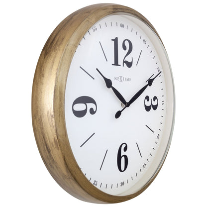 NeXtime Classic Wandklok - Stille beweging - Wit metaal