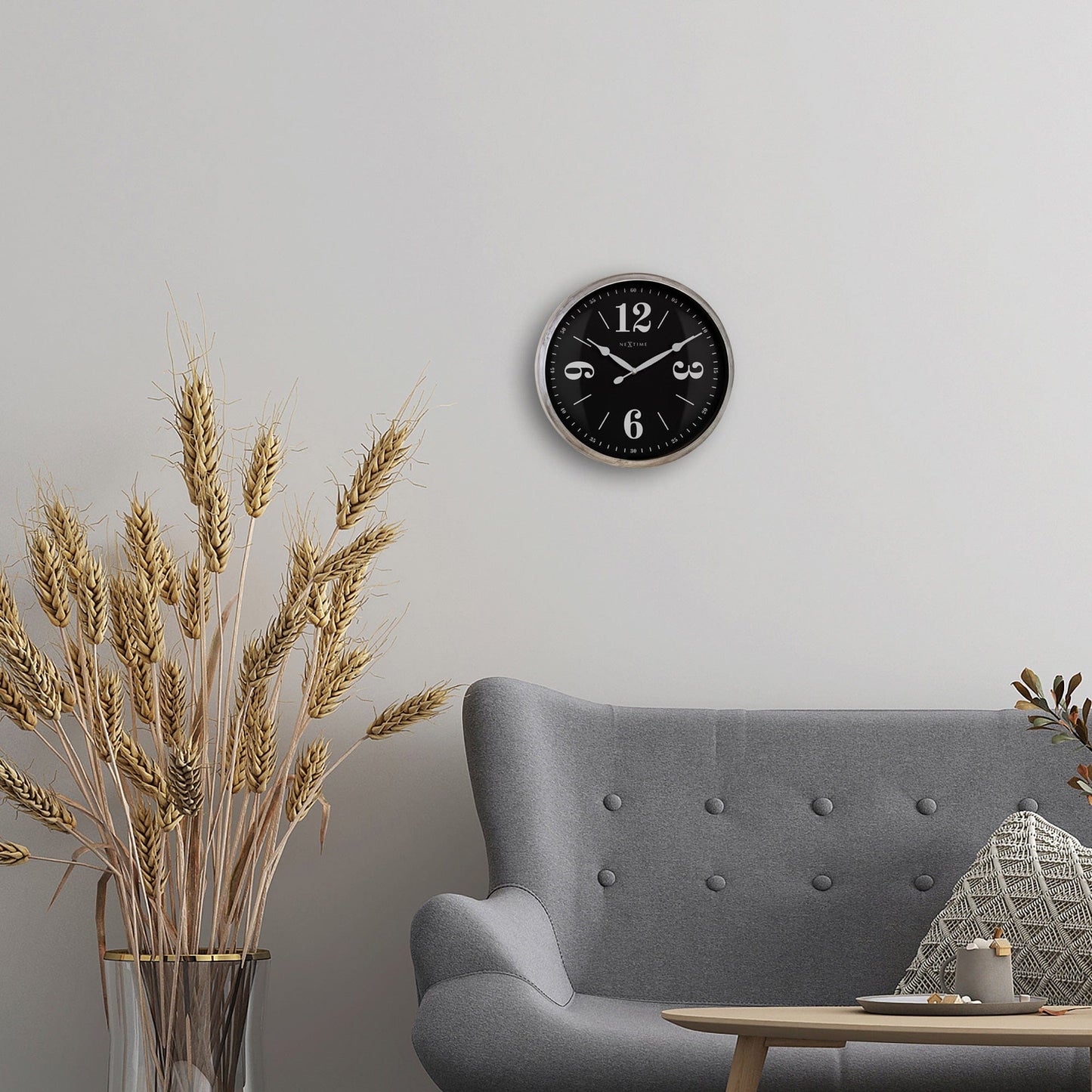 NeXtime Classic Wandklok - Stille beweging - Wit metaal