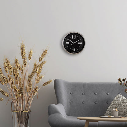 NeXtime Classic Wandklok - Stille beweging - Wit metaal