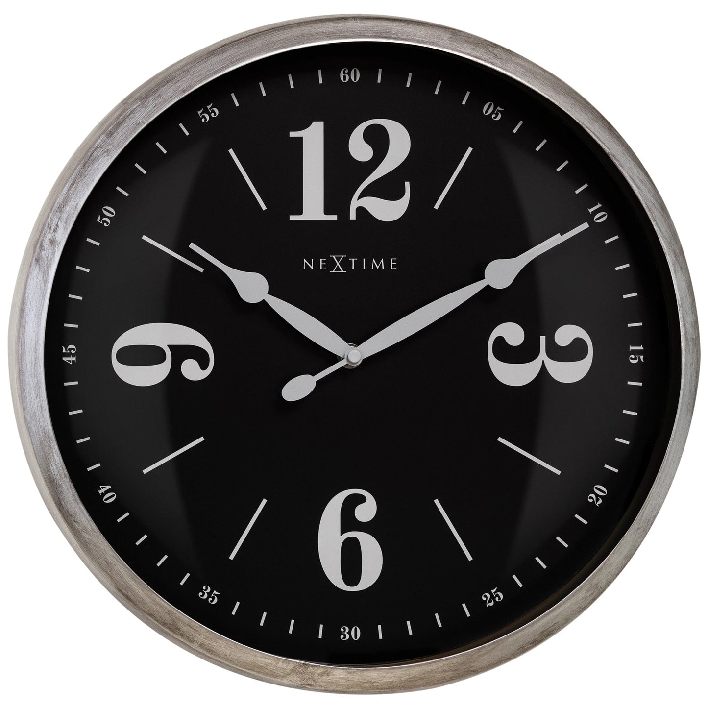 NeXtime Classic Wandklok - Stille beweging - Wit metaal