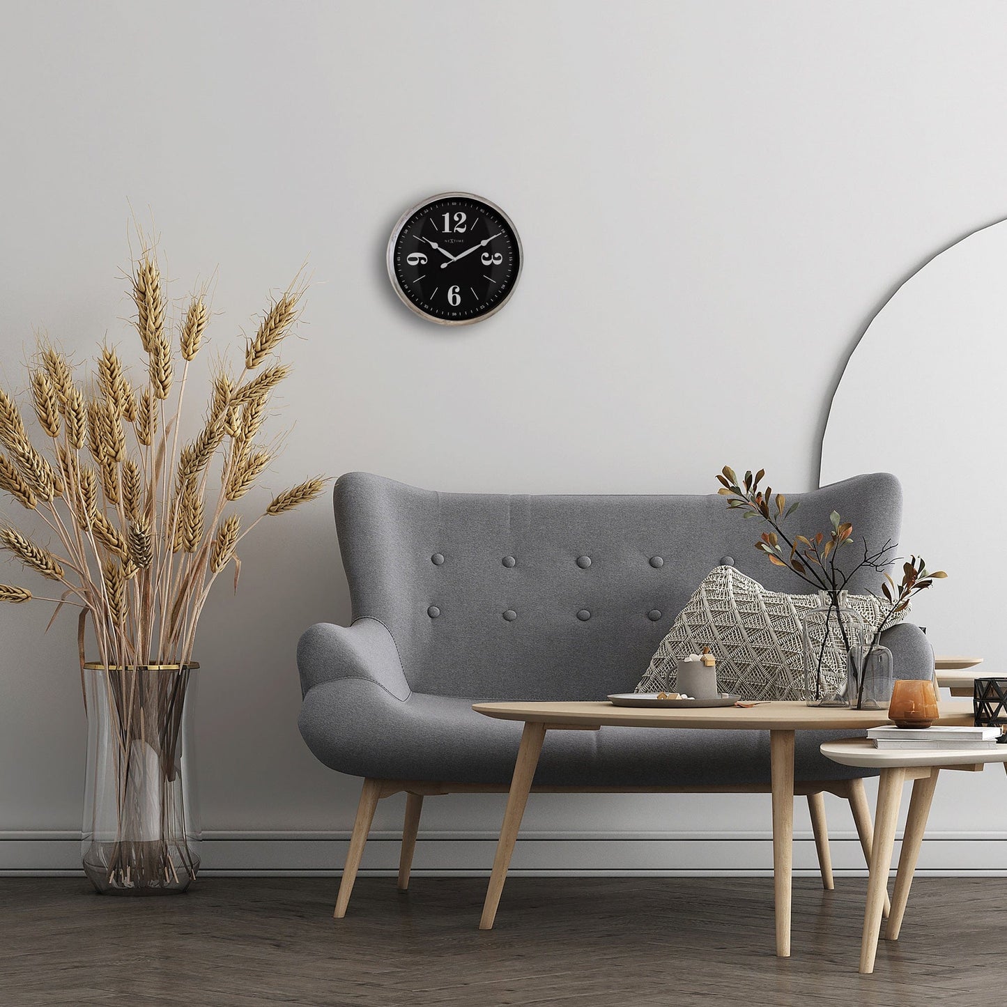 NeXtime Classic Wandklok - Stille beweging - Wit metaal