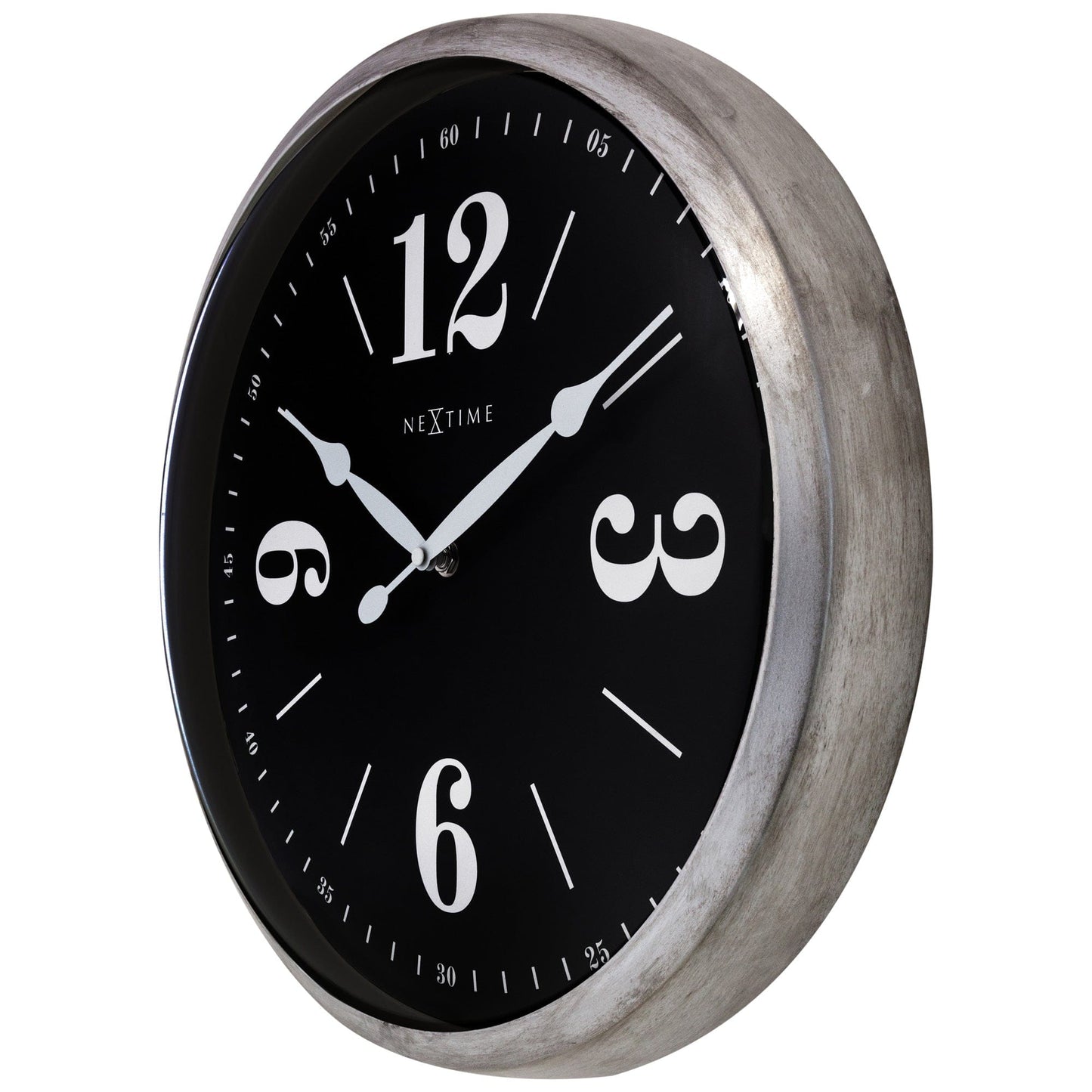 NeXtime Classic Wandklok - Stille beweging - Wit metaal