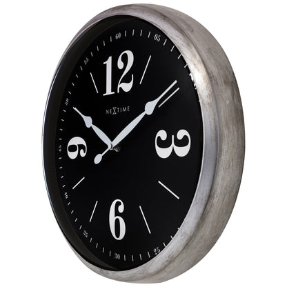 NeXtime Classic Wandklok - Stille beweging - Wit metaal