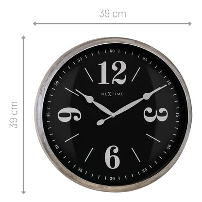 NeXtime Classic Wandklok - Stille beweging - Wit metaal