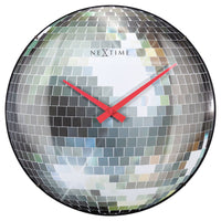 Comnox - Disco Ball - Wandklok 35cm – Stil, Elegant – Dome Glas – Silencieuze beweging – 35 cm – zilver – silent clock