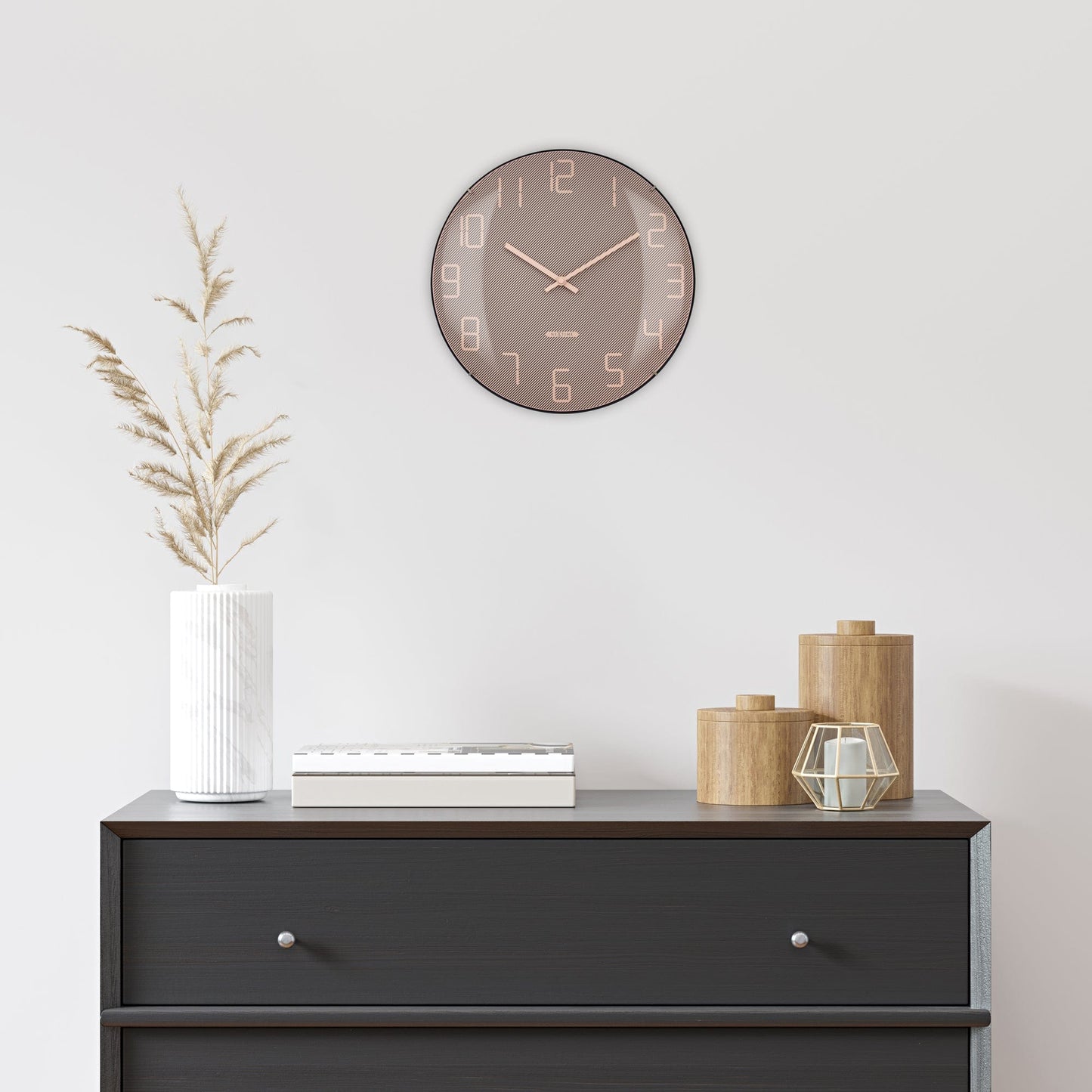 NeXtime Shade Wandklok - Stille loop met glazen koepel - 35cm