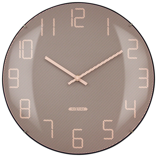 Comnox - NeXtime Shade - Stilwandklok met glazen koepel – stille beweging – 35 cm – retro digitale patronen – blauw