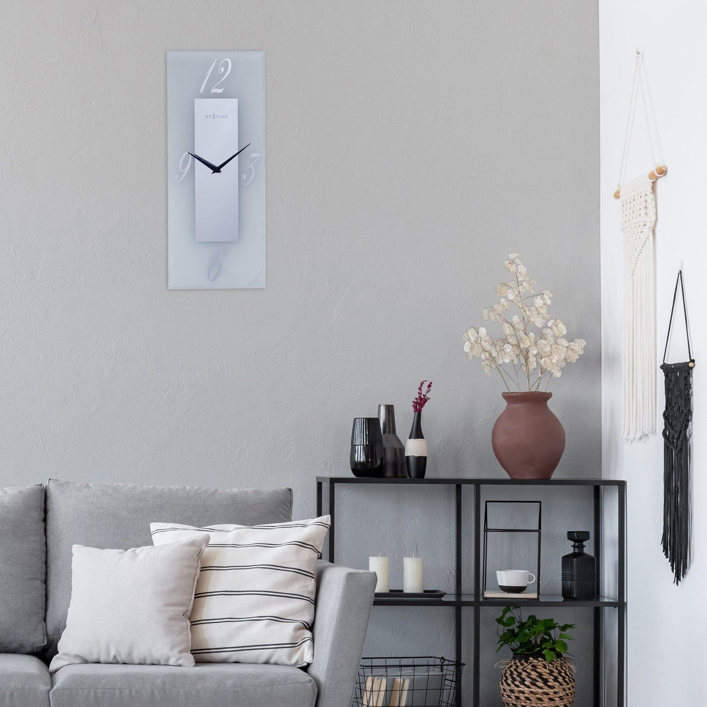 NeXtime Dali - Stille wandklok met mat glas - 20x50cm