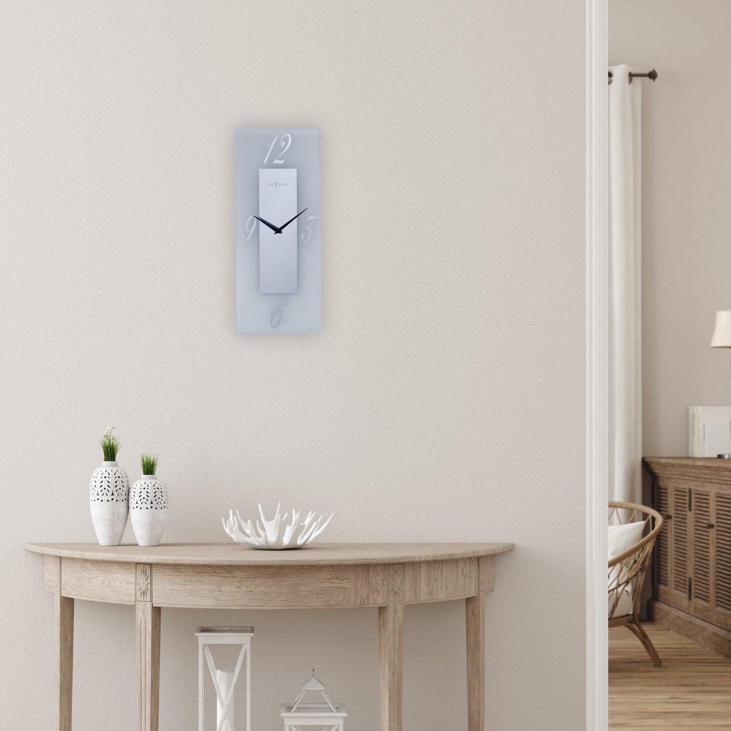 NeXtime Dali - Stille wandklok met mat glas - 20x50cm
