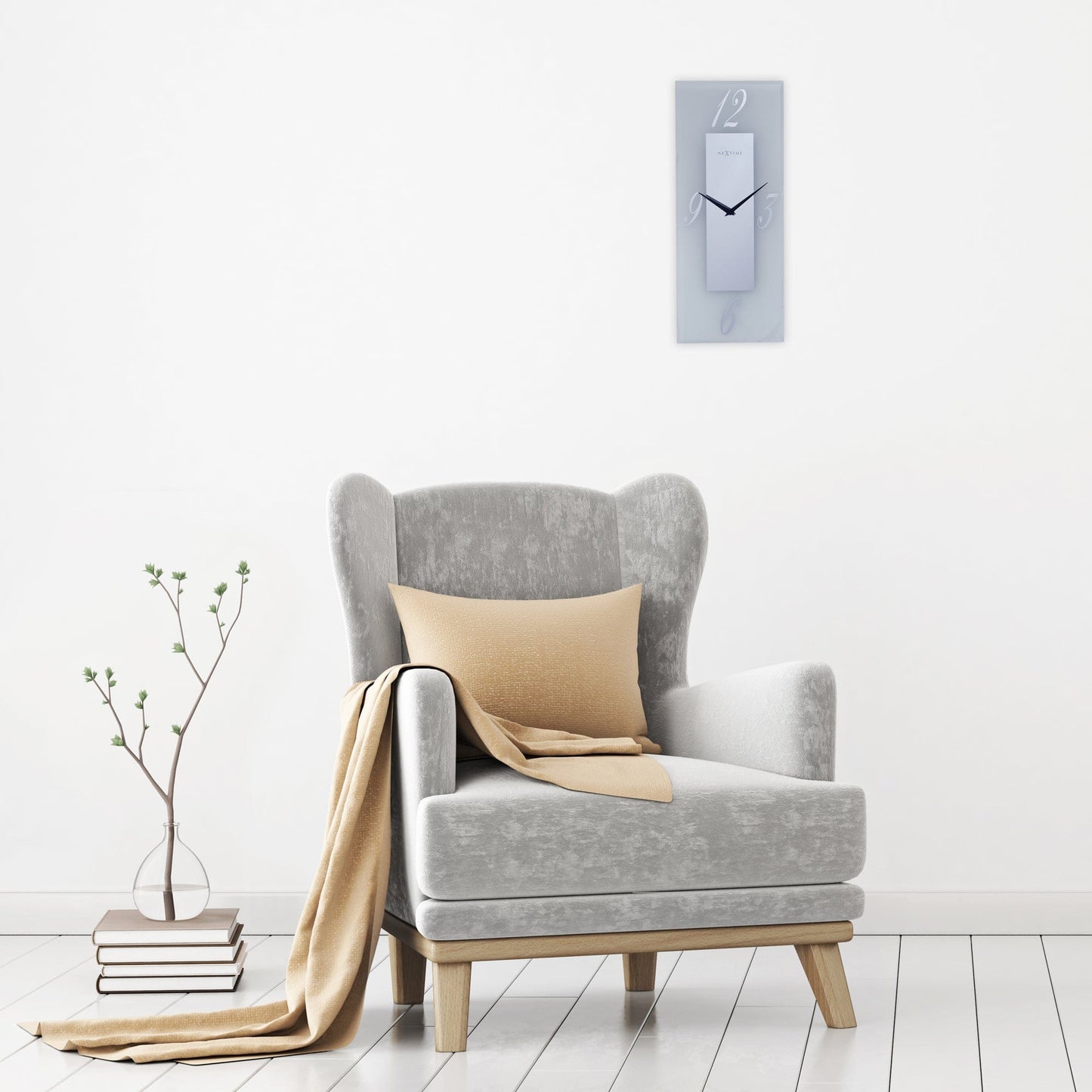 NeXtime Dali - Stille wandklok met mat glas - 20x50cm