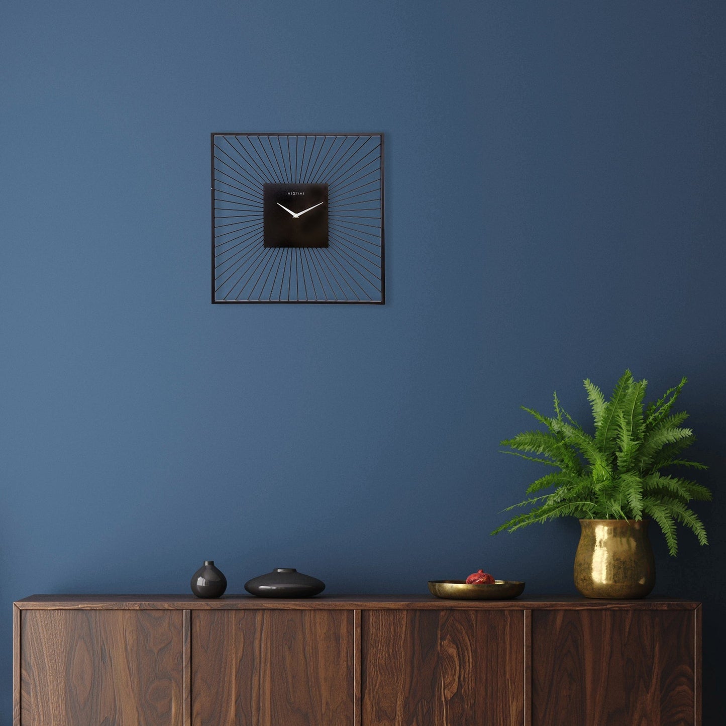 NeXtime Vasco Square - Moderne Wanddecoratie - Zwart Metaal