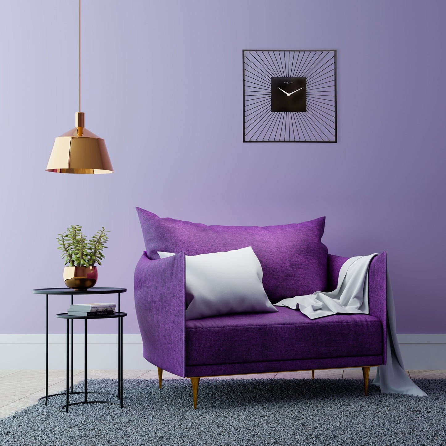 NeXtime Vasco Square - Moderne Wanddecoratie - Zwart Metaal
