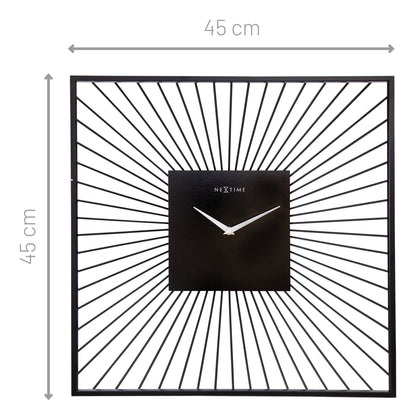 NeXtime Vasco Square - Moderne Wanddecoratie - Zwart Metaal