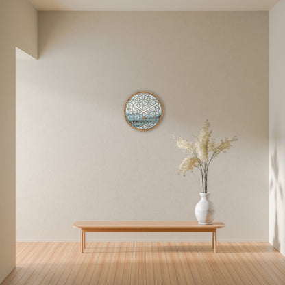 NeXtime Concord - Stille wandklok met floraal design - 40cm Groen Hout