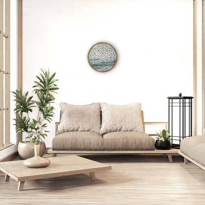 NeXtime Concord - Stille wandklok met floraal design - 40cm Groen Hout