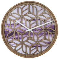 NeXtime Yogi - Stille wandklok met floraal houtsnijwerk - 40 cm