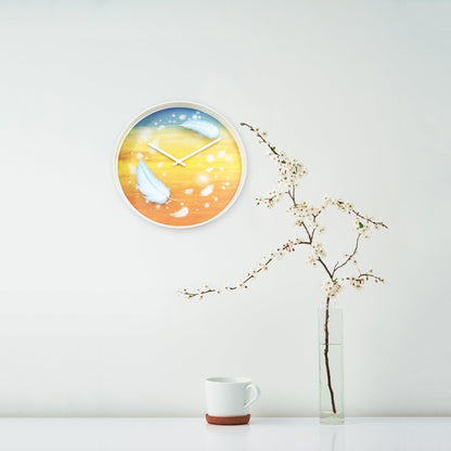 Kleurrijke alpaca wandklok met cactus en bergen