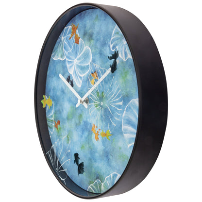 NeXtime Pond - Artistiek waterlandschap - Blauwe wandklok 30cm