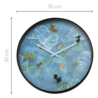 NeXtime Pond - Artistiek waterlandschap - Blauwe wandklok 30cm