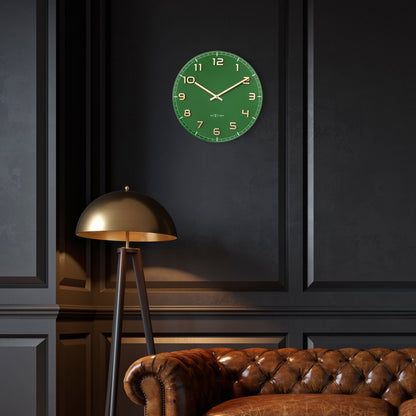 NeXtime Classy Medium - Stille Wandklok - Groen Glas & Koper
