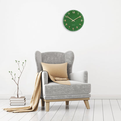 NeXtime Classy Medium - Stille Wandklok - Groen Glas & Koper