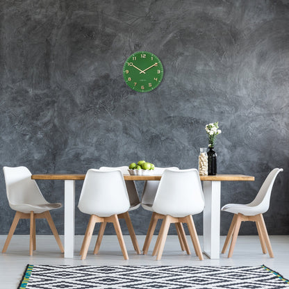 NeXtime Classy Medium - Stille Wandklok - Groen Glas & Koper