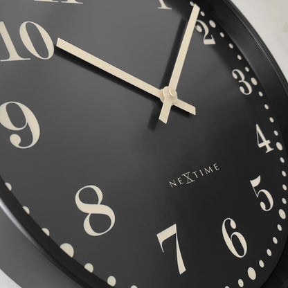 Wall clock 30cm-Silent-Black/White-Plastic-NeXtime 'Dickens'
