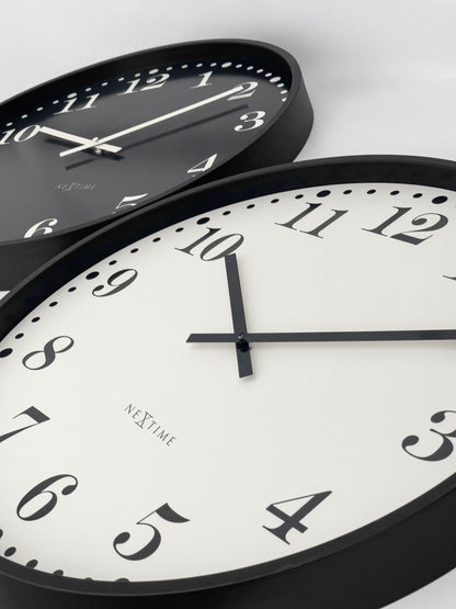 Wall clock 50cm-Silent-Black/White-Plastic-NeXtime 'Dickens Large'