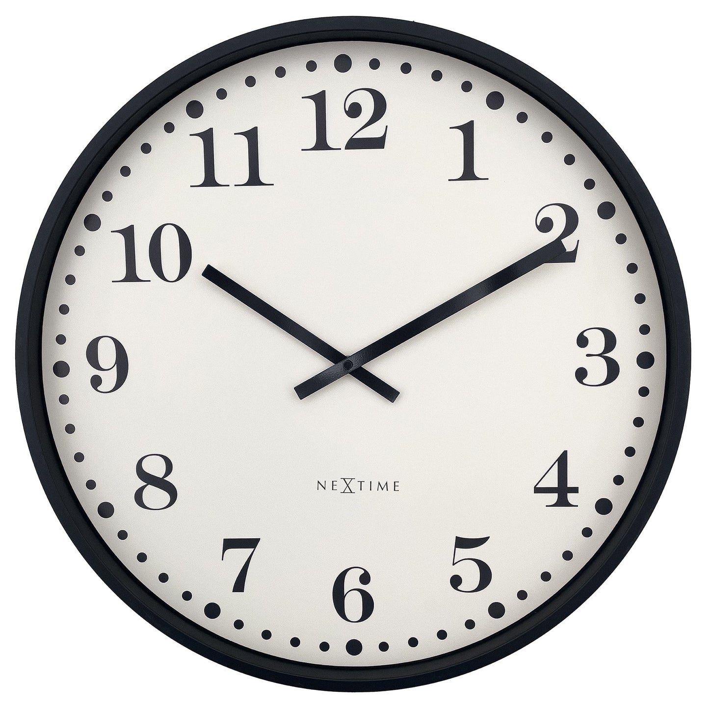 NeXtime Dickens Large - Stille Wandklok - 50cm Zwart/Wit