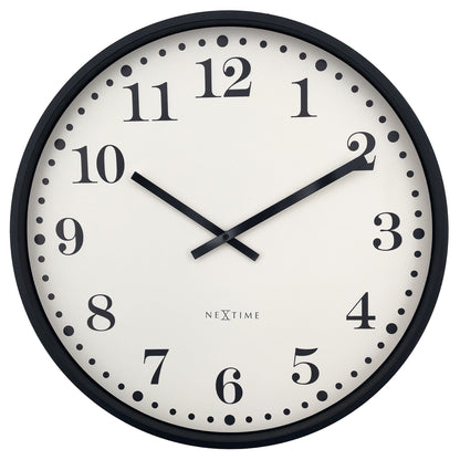 NeXtime Dickens Large - Stille Wandklok - 50cm Zwart/Wit