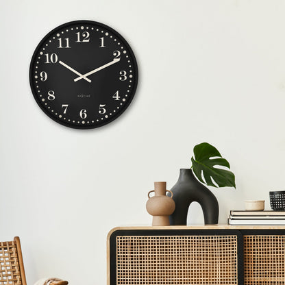 NeXtime Dickens Large - Stille Wandklok - 50cm Zwart/Wit