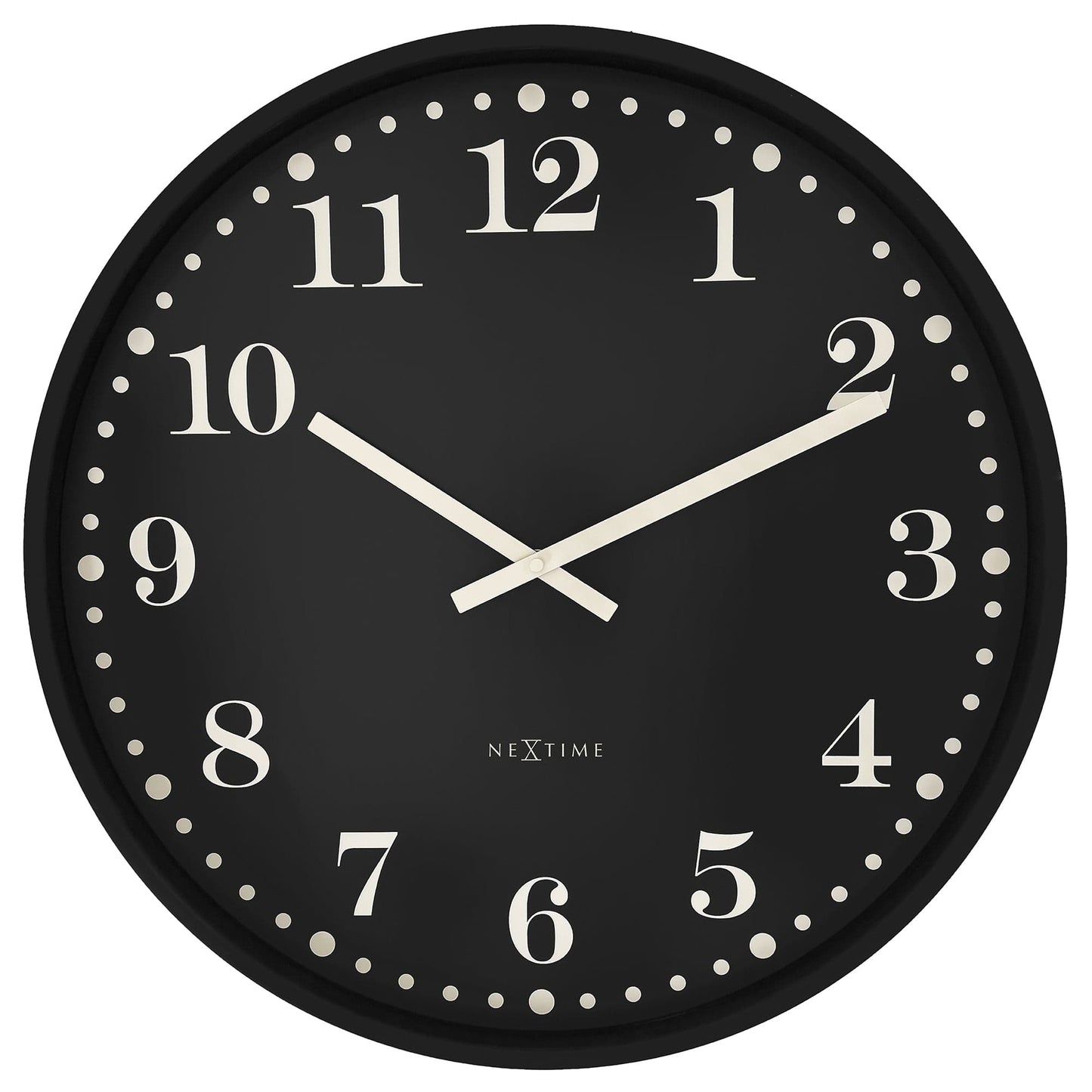 NeXtime Dickens Large - Stille Wandklok - 50cm Zwart/Wit