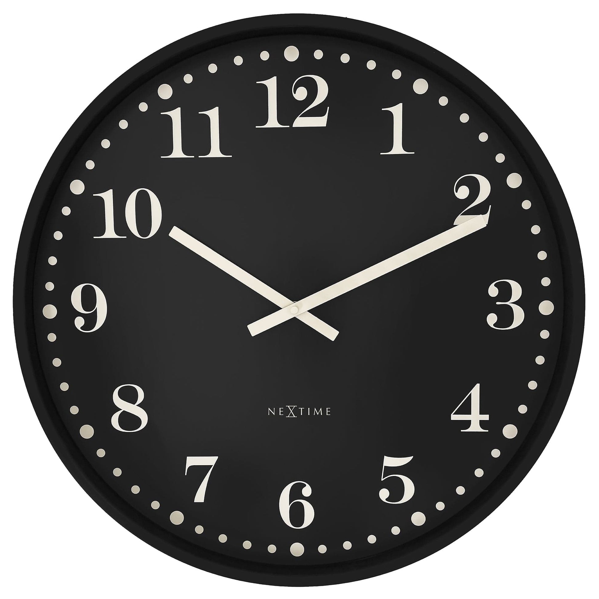 NeXtime Dickens Large - Stille Wandklok - 50cm Zwart/Wit