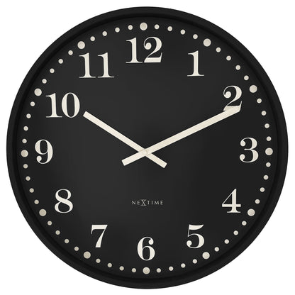 NeXtime Dickens Large - Stille Wandklok - 50cm Zwart/Wit
