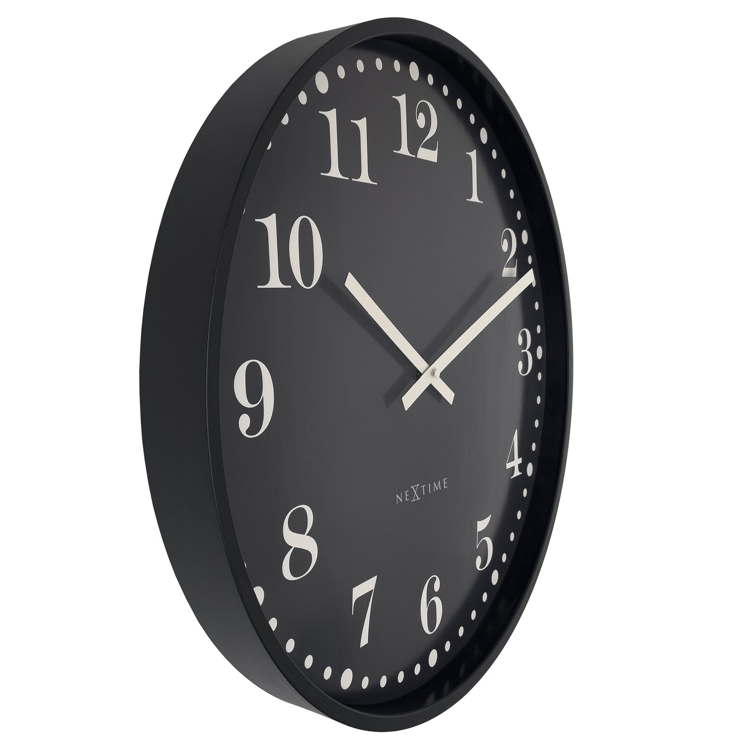 NeXtime Dickens Large - Stille Wandklok - 50cm Zwart/Wit