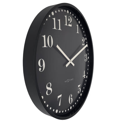 NeXtime Dickens Large - Stille Wandklok - 50cm Zwart/Wit