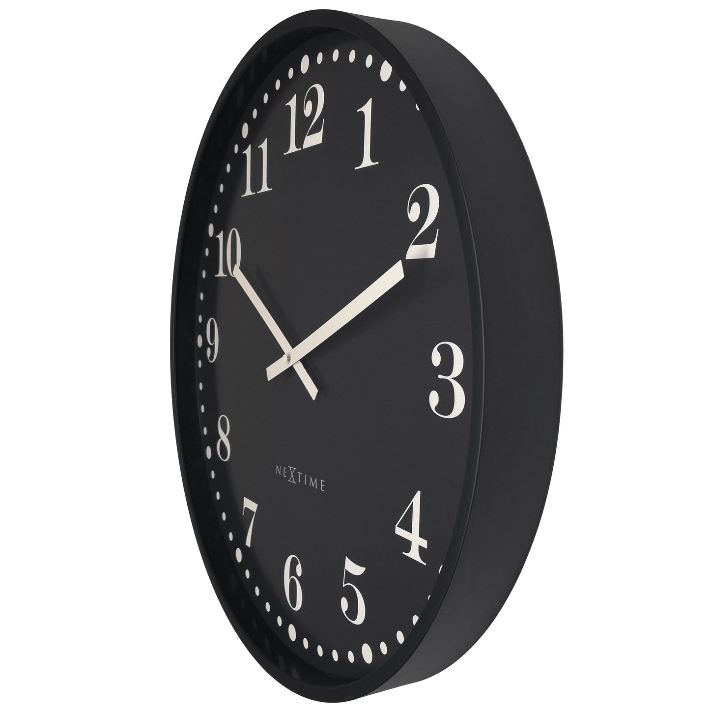 NeXtime Dickens Large - Stille Wandklok - 50cm Zwart/Wit