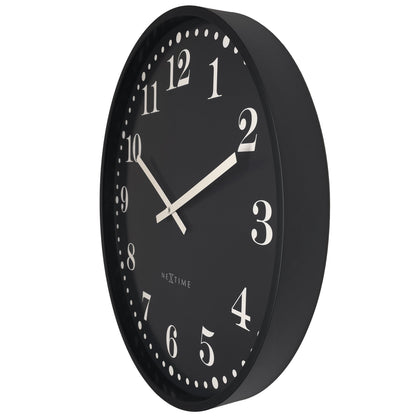 NeXtime Dickens Large - Stille Wandklok - 50cm Zwart/Wit