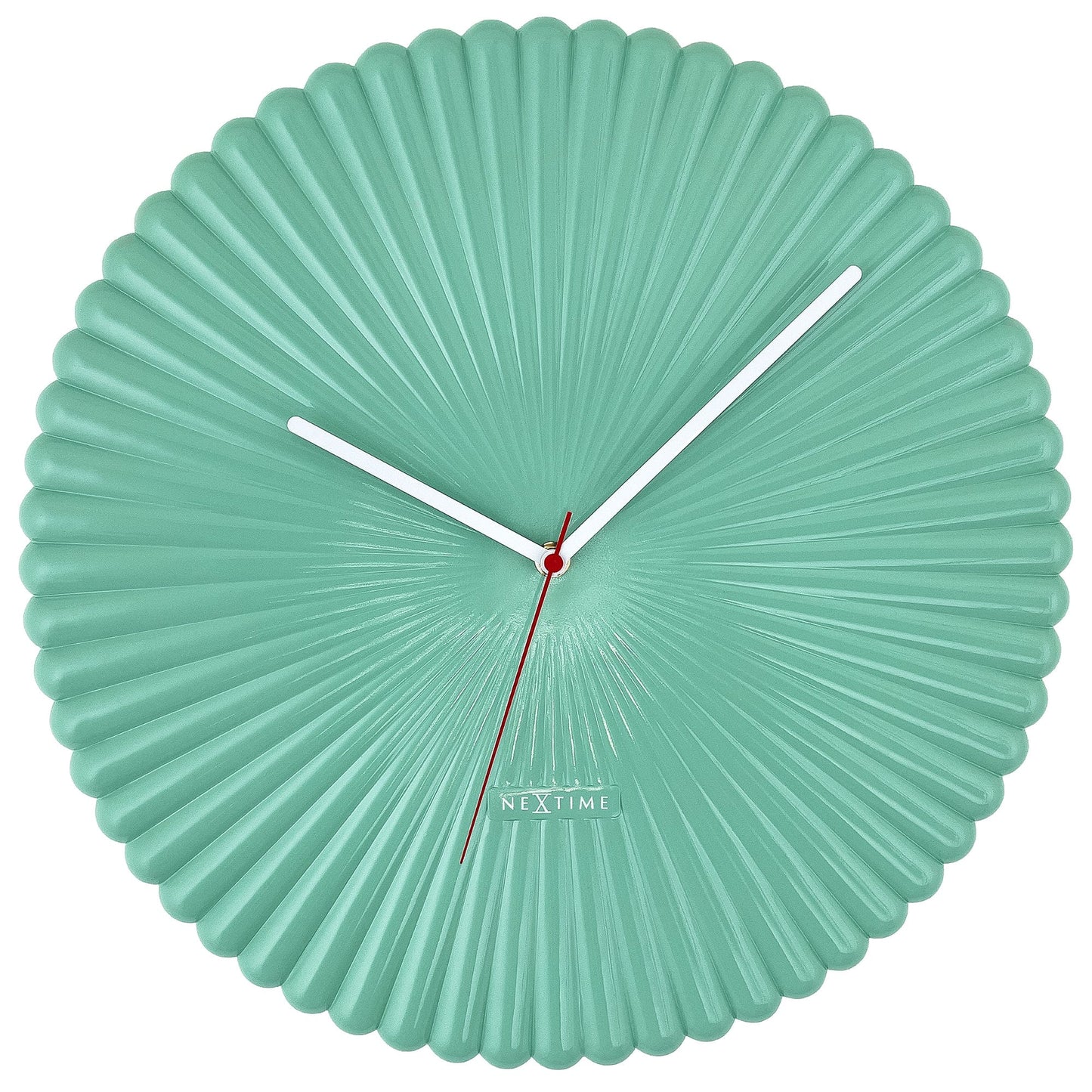 NeXtime Mousse Wandklok - Stille Retro Design Klok - 40cm Wit/Groen