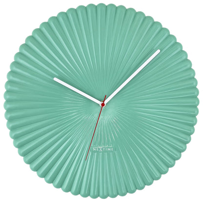 NeXtime Mousse Wandklok - Stille Retro Design Klok - 40cm Wit/Groen