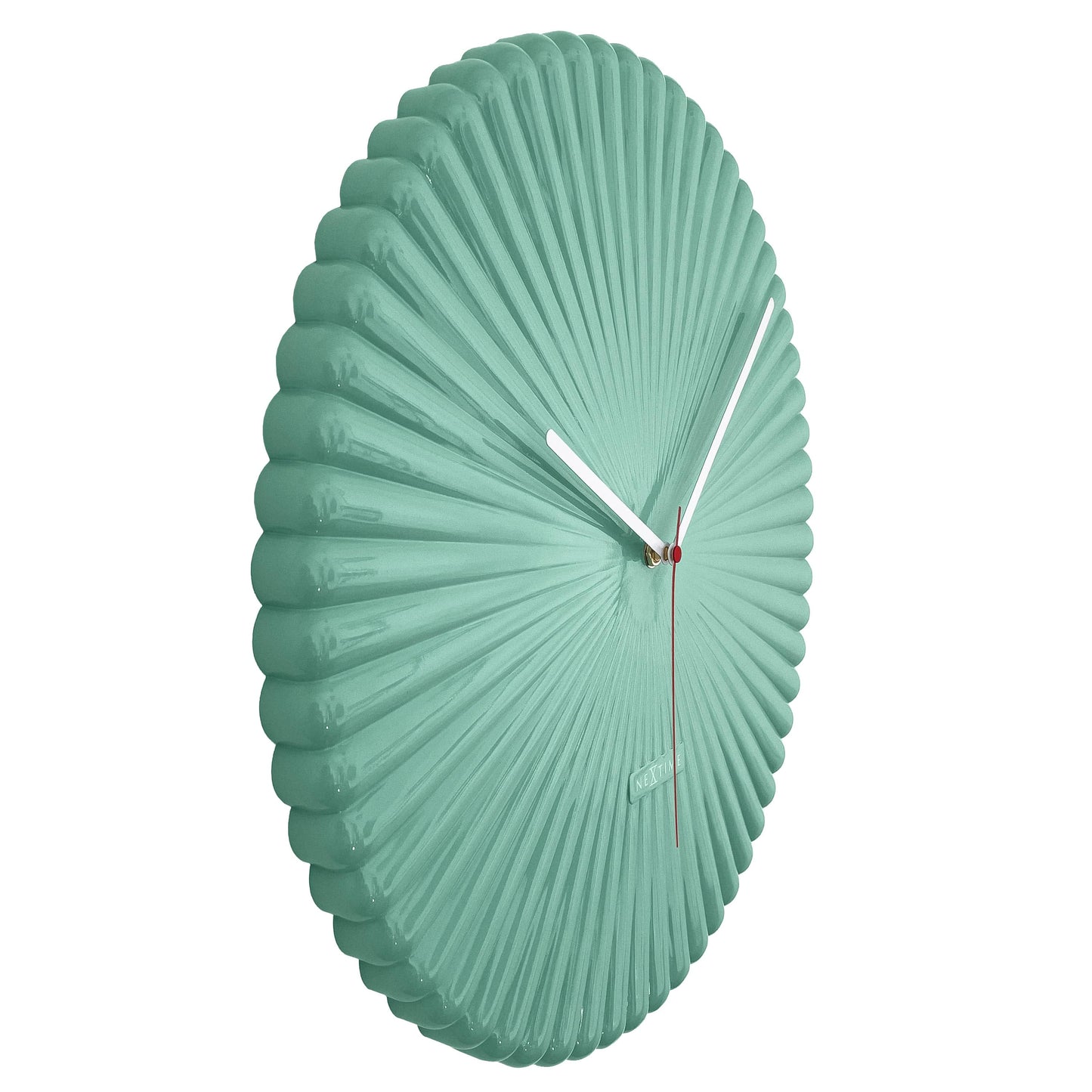 NeXtime Mousse Wandklok - Stille Retro Design Klok - 40cm Wit/Groen