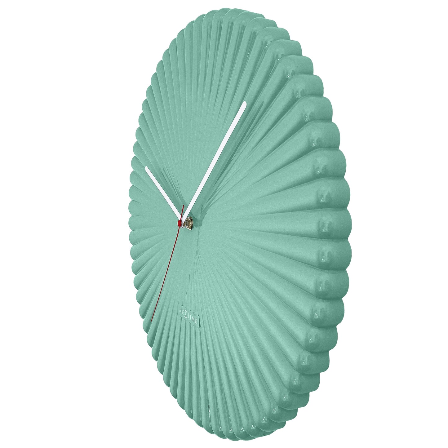 NeXtime Mousse Wandklok - Stille Retro Design Klok - 40cm Wit/Groen