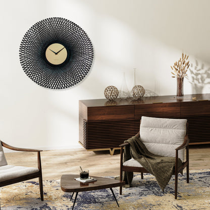 Comnox - NeXtime Vortex – Wandklok – Stil tijd zonder geluid – 60 cm – Bambus – Groen/Bruin